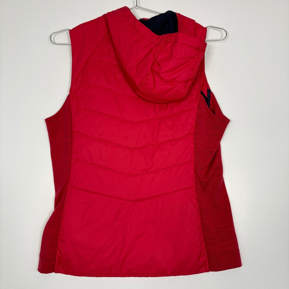 Smartwool Women Vest Medium Red Merino Wool Smarloft Hooded Quilted Full Zip - Picture 4 of 16
